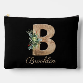 Bolsito Accesorio Grande Monograma B letra de madera violeta flor negro