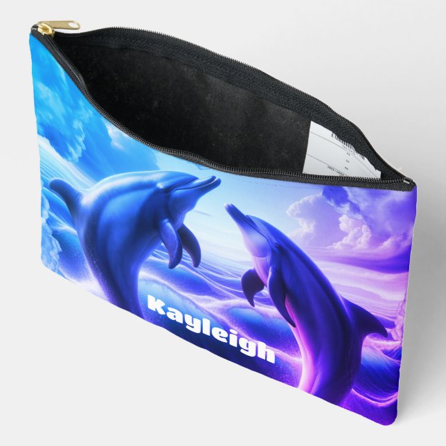 Bolsito Accesorio Grande Monograma Blue Purple Dolphins Ocean | (Abierto)