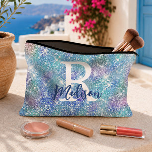 Bolsito Accesorio Grande Monograma brillante azul rosa unicornio iridiscent