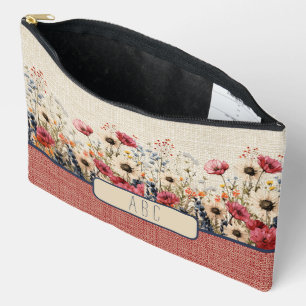Bolsito Accesorio Grande Monograma de borde floral con aspecto de lienzo