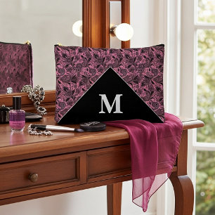 Bolsito Accesorio Grande Monograma de cachemir en negro y dorado rosa