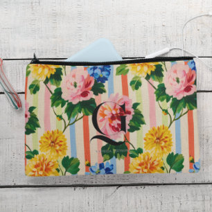 Bolsito Accesorio Grande Monograma de franja floral personalizada