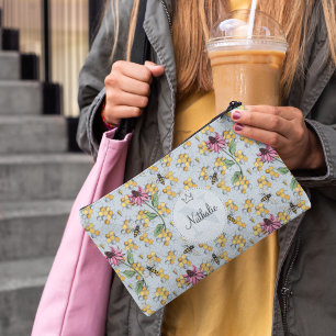 Bolsito Accesorio Grande Monograma de la reina azul claro y moderno