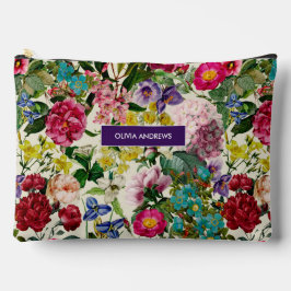 Bolsito Accesorio Grande Monograma de patrón de color beige floral rosa vin