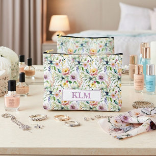 Bolsito Accesorio Grande monograma de patrón floral pastel de bonito