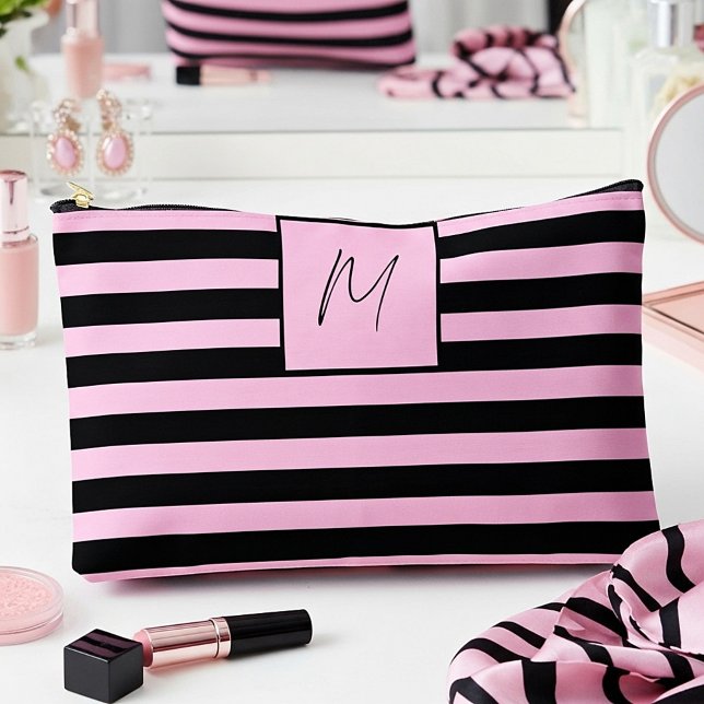 Bolsito Accesorio Grande Monograma de rayas simples modernas (Subido por el creador)