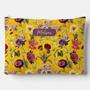 Bolsito Accesorio Grande Monograma elegante amarillo con estampado floral