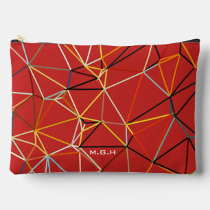 Bolsito Accesorio Grande Monograma geométrico abstracto rojo dinámico