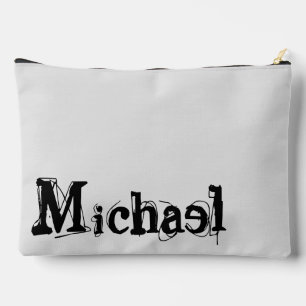 Bolsito Accesorio Grande Monograma minimalista moderno con nombre gris negr