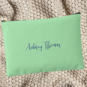 Bolsito Accesorio Grande Monograma moderno de escritura manuscrita verde de