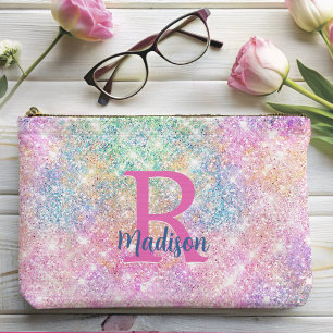 Bolsito Accesorio Grande Monograma moderno de imitación purpurina rosa de u