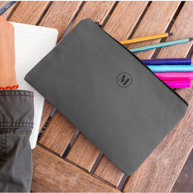 Bolsito Accesorio Grande Monograma negro gris personalizado elegante Minima (Subido por el creador)
