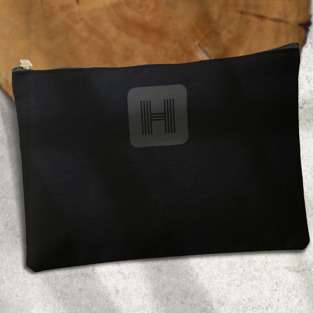 Bolsito Accesorio Grande Monograma negro Monograma simple Golf (Black Monogram simple Modern Accessory Pouch)