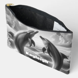 Bolsito Accesorio Grande Monograma Océano delfines blancos y negros  