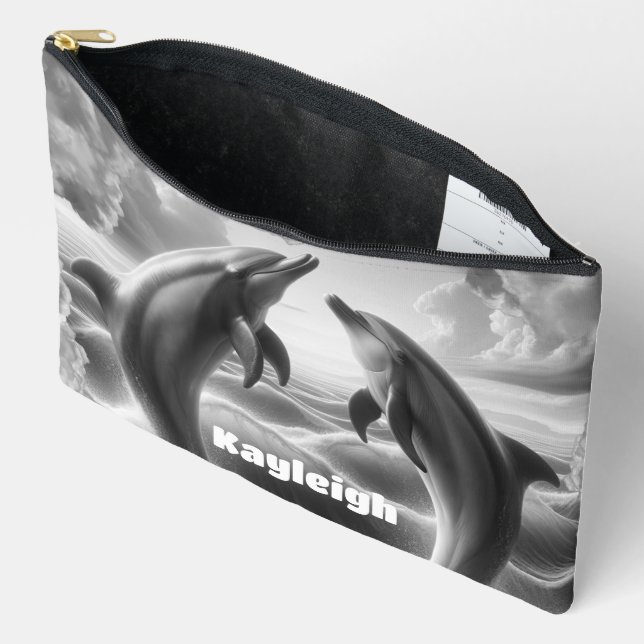 Bolsito Accesorio Grande Monograma Océano delfines blancos y negros | (Abierto)