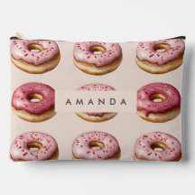 Monograma Patrón de donut rosado personalizado