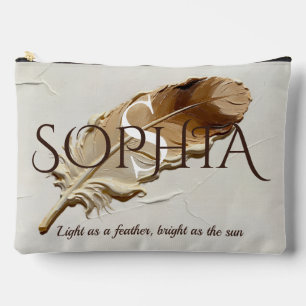 Bolsito Accesorio Grande Monograma personalizada de pluma marrón cálido