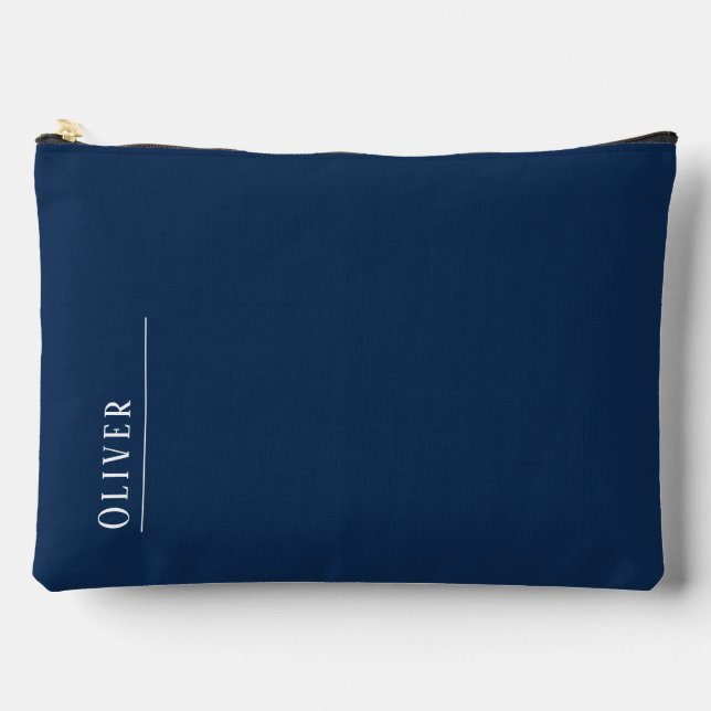 Bolsito Accesorio Grande monograma personalizado, azul marino oscuro (Anverso)