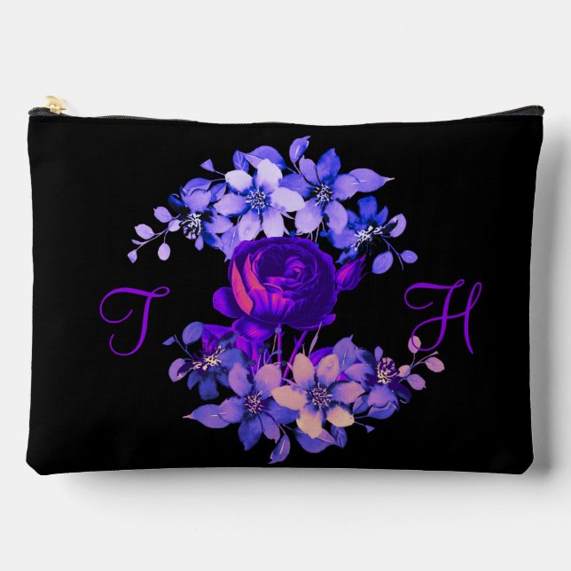 Bolsito Accesorio Grande Monograma Rosa Rosa Elegante Personalizado (Anverso)