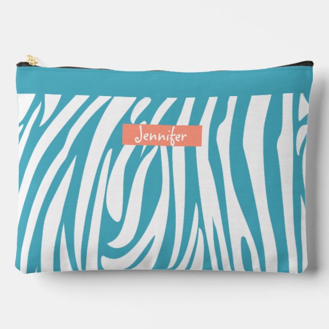 Bolsito Accesorio Grande Monograma Turquoise Stried Zebra Pattern (Anverso)