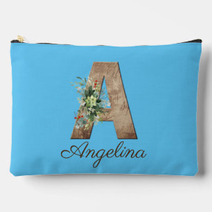 Bolsito Accesorio Grande Monograma Una letra de madera azul