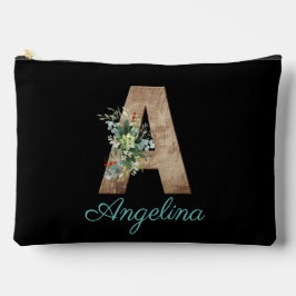 Bolsito Accesorio Grande Monograma Una letra de madera rojo flor negro