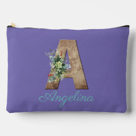 Bolsito Accesorio Grande Monograma Una letra de madera rojo flor violeta