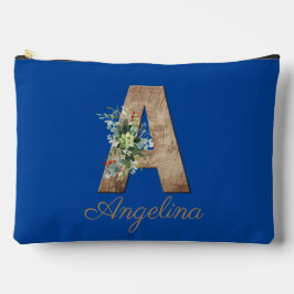 Bolsito Accesorio Grande Monograma Una letra de madera una flor roja