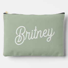 Bolsito Accesorio Grande Monograma y nombre personalizados verde sabio mode