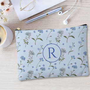 Bolsito Accesorio Grande Monogramado Olvídenme No Floral Azul Floral Acuare