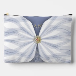 Bolsito Accesorio Grande Monogrammed Dusty Blue Jewel Textile Illusion 