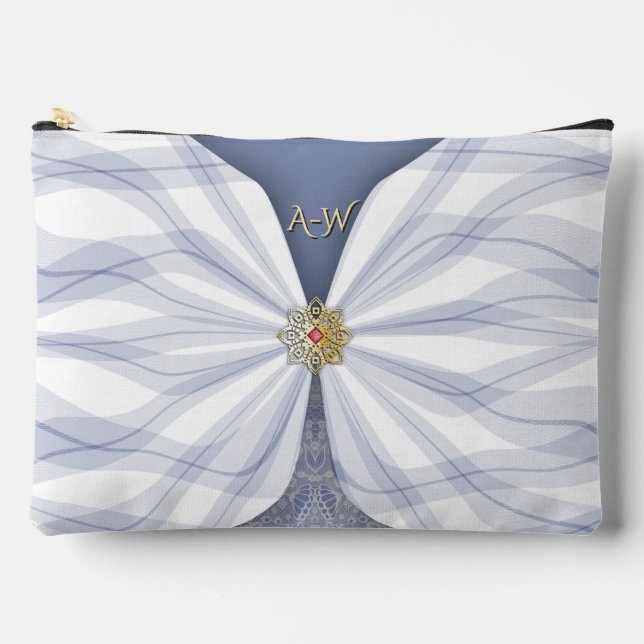Bolsito Accesorio Grande Monogrammed Dusty Blue Jewel Textile Illusion  (Anverso)