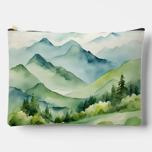 Bolsito Accesorio Grande Montañas acuarelas y árboles