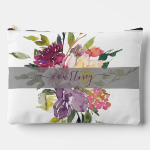 Bolsito Accesorio Grande Morado y color de agua rojo floral personalizado