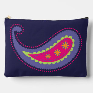 Bolsito Accesorio Grande Morado y rosa paisley