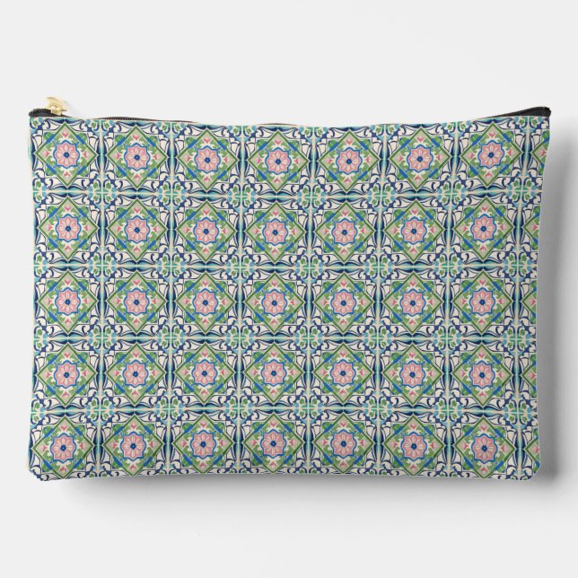 Bolsito Accesorio Grande Mosaico rosa y azul (Anverso)