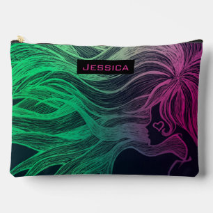 Bolsito Accesorio Grande Mujer salvaje cabello neón fresco personalizado