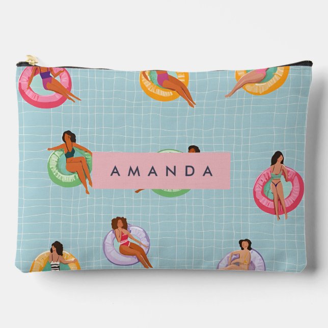 Bolsito Accesorio Grande Mujeres de verano personalizadas relajándose en lo (Anverso)