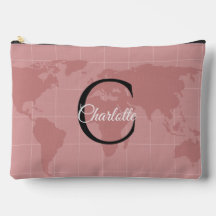 Mundo personalizado rosa mapa monograma nombre luj