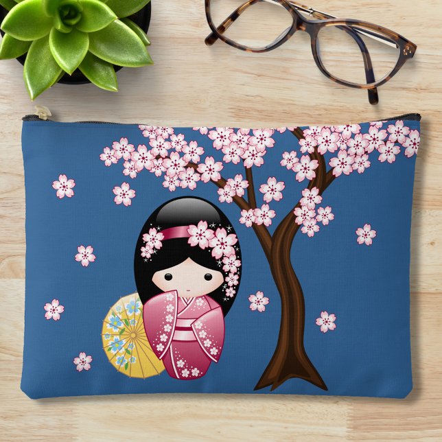 Bolsito Accesorio Grande Muñeca Kokeshi de primavera - azul geisha japonés  (Subido por el creador)