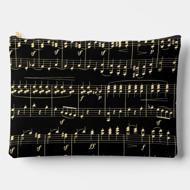 Bolsito Accesorio Grande Música dorada en negro (Anverso)