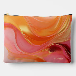 Bolsito Accesorio Grande Naranja abstracto moderno rosa y oro