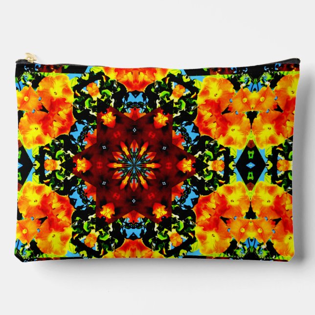 Bolsito Accesorio Grande Naranja Floral (Anverso)