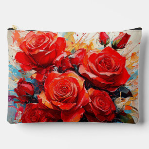 Bolsito Accesorio Grande Neceser - Obra de arte de las Rosas Rojas