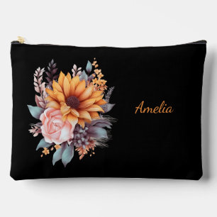 Bolsito Accesorio Grande Negro Elegante Y Aburrido Con Flores