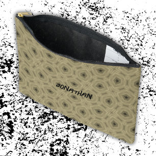 Bolsito Accesorio Grande Nombre del monograma Patrón negro y beige