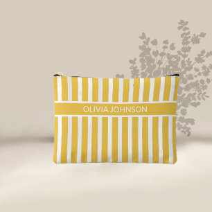 Bolsito Accesorio Grande Nombre del Personalizable rayado amarillo de veran