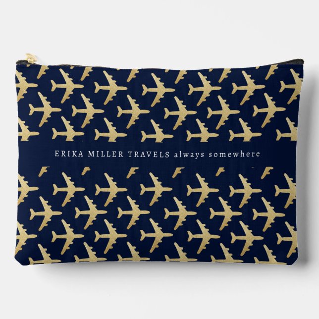 Bolsito Accesorio Grande Nombre Faux Gold Airaviones Viajes (Anverso)