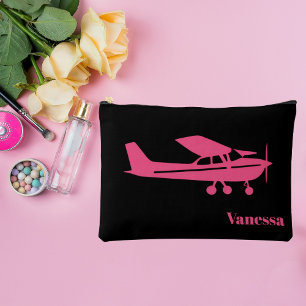 Bolsito Accesorio Grande Nombre personalizado de aviación rosada Cessna Gir