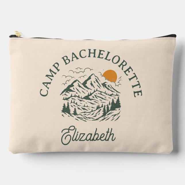 Bolsito Accesorio Grande Nombre personalizado de Camp Bachelorette Retro Mo (Anverso)